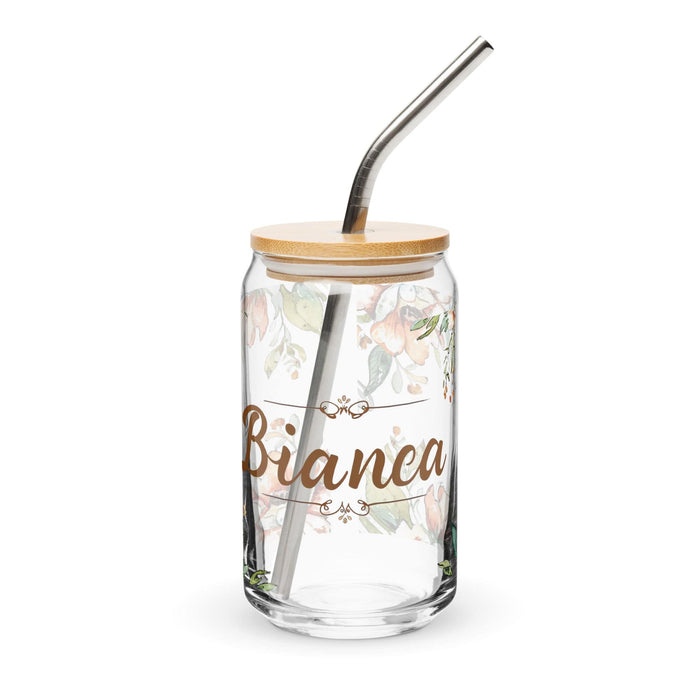 Bianca Exclusive Name Art Piece Can-Shaped Glass Home Office Work Mexican Spanish Pride Gift Cup One-Of-A-Kind Calligraphy Glass | B24 Mexicada 16 oz With Lid & Straw