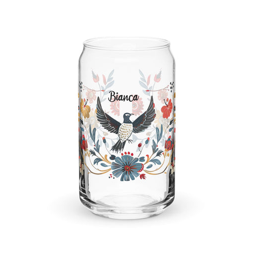 Bianca Exclusive Name Art Piece Can-Shaped Glass Home Office Work Mexican Spanish Pride Gift Cup One-Of-A-Kind Calligraphy Glass | B8 Mexicada 16 oz