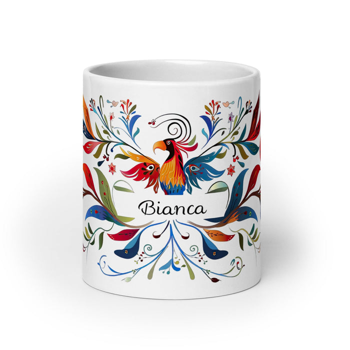 Bianca Exclusive Name Art Piece Home Office Work Coffee Mug Mexican Spanish Pride Gift Cup One-Of-A-Kind Calligraphy White Glossy Mug | B1 Mexicada