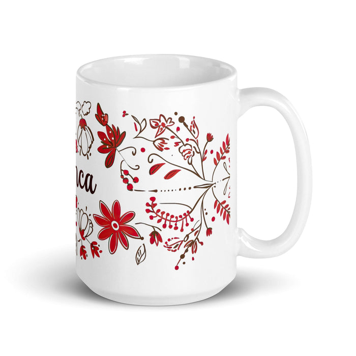 Bianca Exclusive Name Art Piece Home Office Work Coffee Mug Mexican Spanish Pride Gift Cup One-Of-A-Kind Calligraphy White Glossy Mug | B11 Mexicada 15 oz