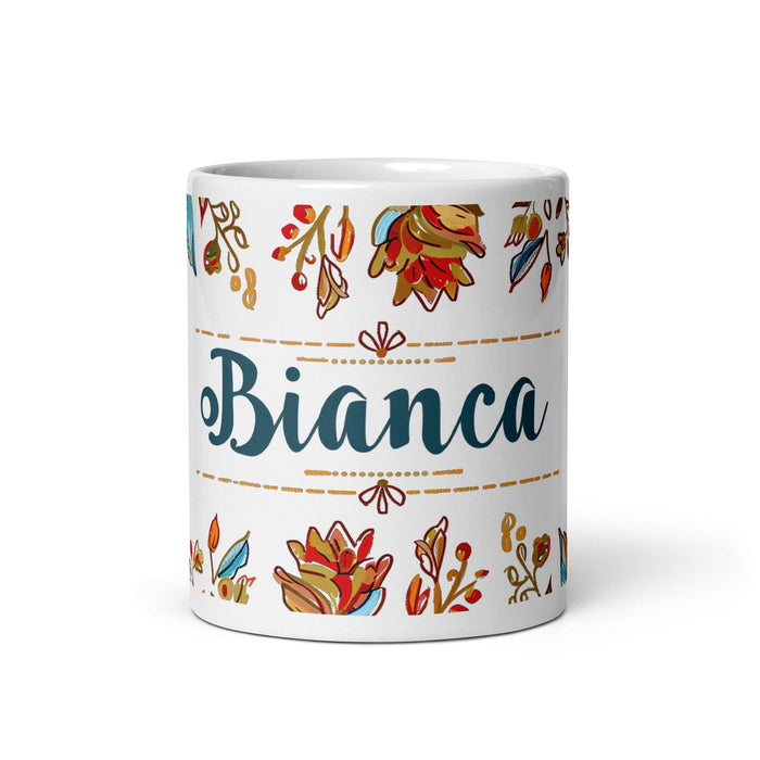 Bianca Exclusive Name Art Piece Home Office Work Coffee Mug Mexican Spanish Pride Gift Cup One-Of-A-Kind Calligraphy White Glossy Mug | B12 Mexicada