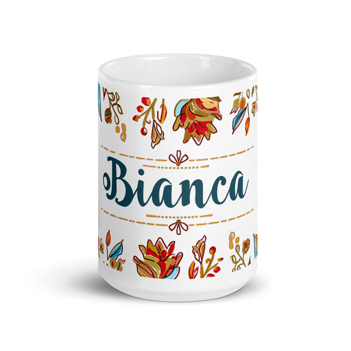 Bianca Exclusive Name Art Piece Home Office Work Coffee Mug Mexican Spanish Pride Gift Cup One-Of-A-Kind Calligraphy White Glossy Mug | B12 Mexicada