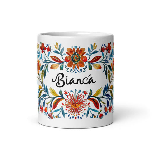 Bianca Exclusive Name Art Piece Home Office Work Coffee Mug Mexican Spanish Pride Gift Cup One-Of-A-Kind Calligraphy White Glossy Mug | B13 Mexicada