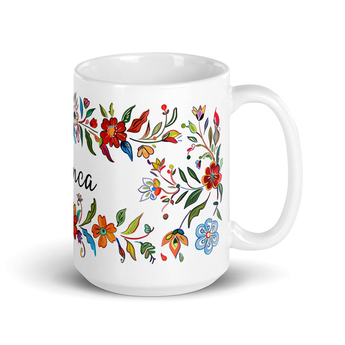 Bianca Exclusive Name Art Piece Home Office Work Coffee Mug Mexican Spanish Pride Gift Cup One-Of-A-Kind Calligraphy White Glossy Mug | B14 Mexicada 15 oz