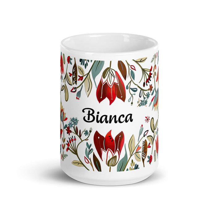 Bianca Exclusive Name Art Piece Home Office Work Coffee Mug Mexican Spanish Pride Gift Cup One-Of-A-Kind Calligraphy White Glossy Mug | B15 Mexicada