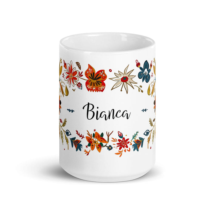 Bianca Exclusive Name Art Piece Home Office Work Coffee Mug Mexican Spanish Pride Gift Cup One-Of-A-Kind Calligraphy White Glossy Mug | B16 Mexicada