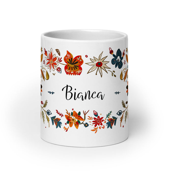 Bianca Exclusive Name Art Piece Home Office Work Coffee Mug Mexican Spanish Pride Gift Cup One-Of-A-Kind Calligraphy White Glossy Mug | B16 Mexicada