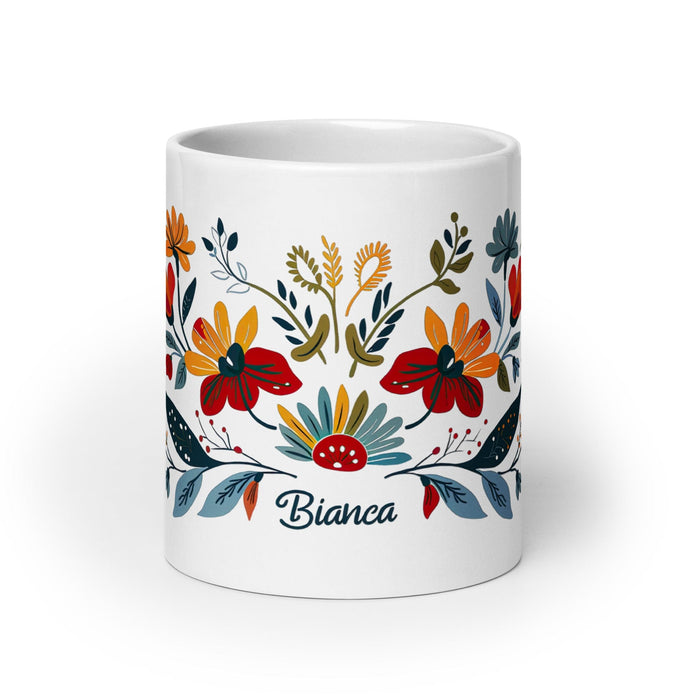 Bianca Exclusive Name Art Piece Home Office Work Coffee Mug Mexican Spanish Pride Gift Cup One-Of-A-Kind Calligraphy White Glossy Mug | B18 Mexicada