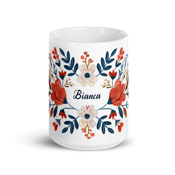 Bianca Exclusive Name Art Piece Home Office Work Coffee Mug Mexican Spanish Pride Gift Cup One-Of-A-Kind Calligraphy White Glossy Mug | B19 Mexicada