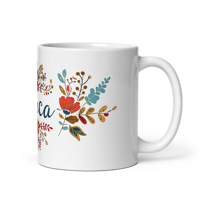 Bianca Exclusive Name Art Piece Home Office Work Coffee Mug Mexican Spanish Pride Gift Cup One-Of-A-Kind Calligraphy White Glossy Mug | B2 Mexicada 11 oz