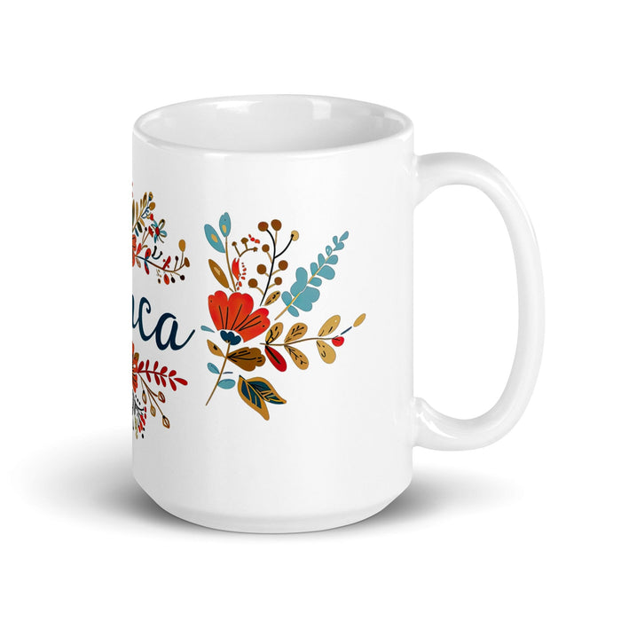 Bianca Exclusive Name Art Piece Home Office Work Coffee Mug Mexican Spanish Pride Gift Cup One-Of-A-Kind Calligraphy White Glossy Mug | B2 Mexicada 15 oz