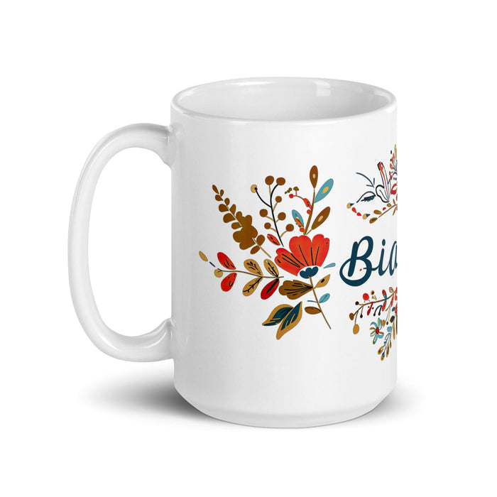 Bianca Exclusive Name Art Piece Home Office Work Coffee Mug Mexican Spanish Pride Gift Cup One-Of-A-Kind Calligraphy White Glossy Mug | B2 Mexicada