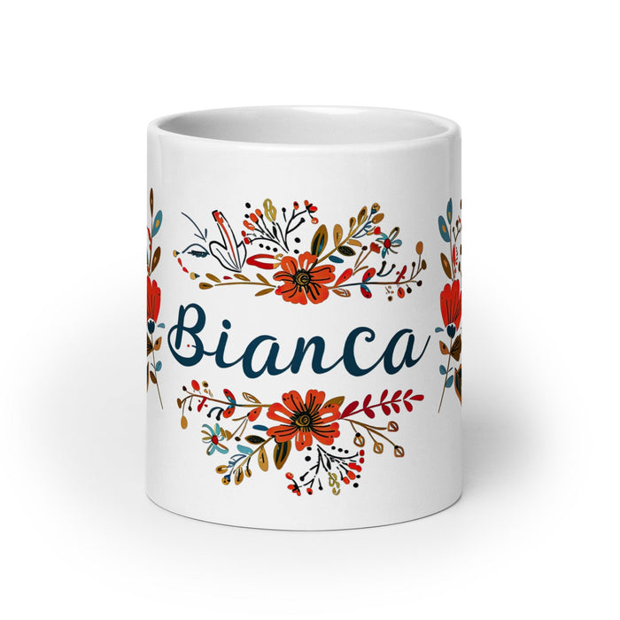 Bianca Exclusive Name Art Piece Home Office Work Coffee Mug Mexican Spanish Pride Gift Cup One-Of-A-Kind Calligraphy White Glossy Mug | B2 Mexicada