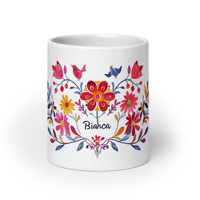 Bianca Exclusive Name Art Piece Home Office Work Coffee Mug Mexican Spanish Pride Gift Cup One-Of-A-Kind Calligraphy White Glossy Mug | B20 Mexicada