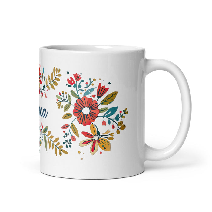 Bianca Exclusive Name Art Piece Home Office Work Coffee Mug Mexican Spanish Pride Gift Cup One-Of-A-Kind Calligraphy White Glossy Mug | B21 Mexicada 11 oz