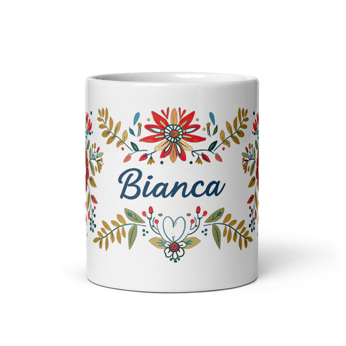 Bianca Exclusive Name Art Piece Home Office Work Coffee Mug Mexican Spanish Pride Gift Cup One-Of-A-Kind Calligraphy White Glossy Mug | B21 Mexicada