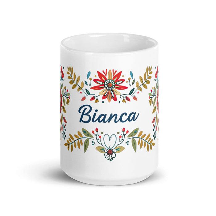 Bianca Exclusive Name Art Piece Home Office Work Coffee Mug Mexican Spanish Pride Gift Cup One-Of-A-Kind Calligraphy White Glossy Mug | B21 Mexicada