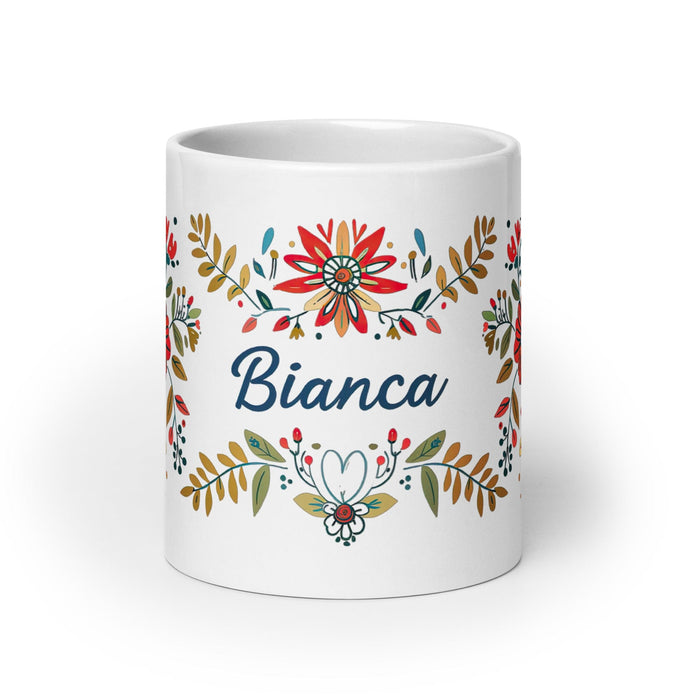 Bianca Exclusive Name Art Piece Home Office Work Coffee Mug Mexican Spanish Pride Gift Cup One-Of-A-Kind Calligraphy White Glossy Mug | B21 Mexicada