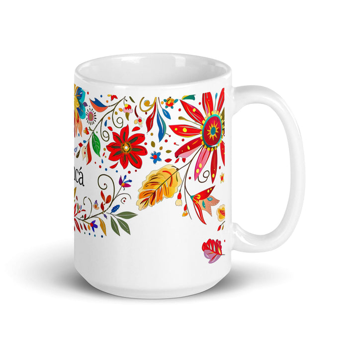 Bianca Exclusive Name Art Piece Home Office Work Coffee Mug Mexican Spanish Pride Gift Cup One-Of-A-Kind Calligraphy White Glossy Mug | B22 Mexicada 15 oz