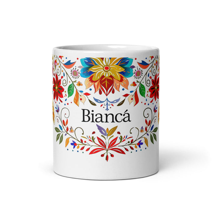 Bianca Exclusive Name Art Piece Home Office Work Coffee Mug Mexican Spanish Pride Gift Cup One-Of-A-Kind Calligraphy White Glossy Mug | B22 Mexicada