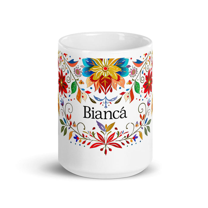 Bianca Exclusive Name Art Piece Home Office Work Coffee Mug Mexican Spanish Pride Gift Cup One-Of-A-Kind Calligraphy White Glossy Mug | B22 Mexicada