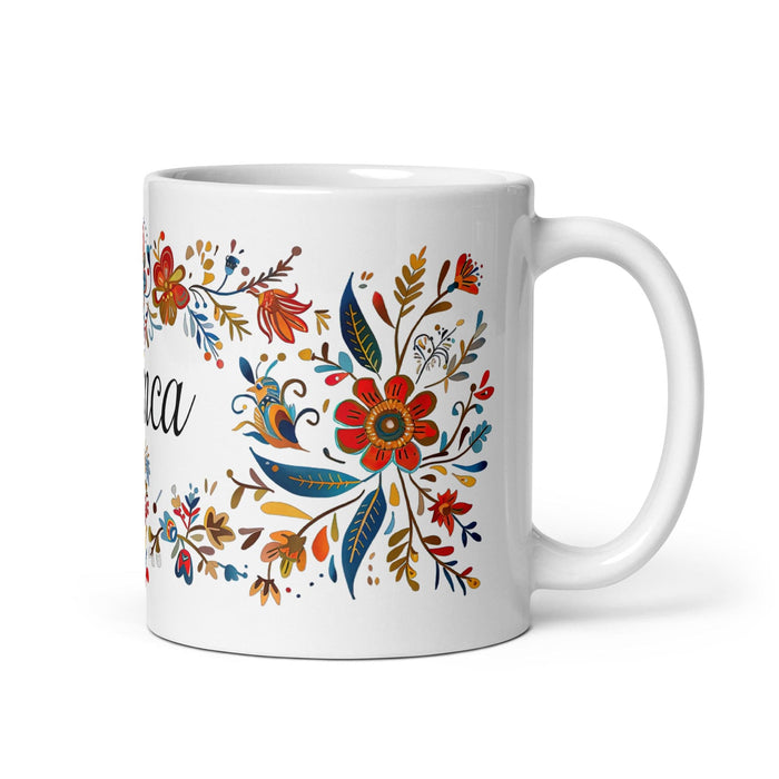 Bianca Exclusive Name Art Piece Home Office Work Coffee Mug Mexican Spanish Pride Gift Cup One-Of-A-Kind Calligraphy White Glossy Mug | B23 Mexicada 11 oz