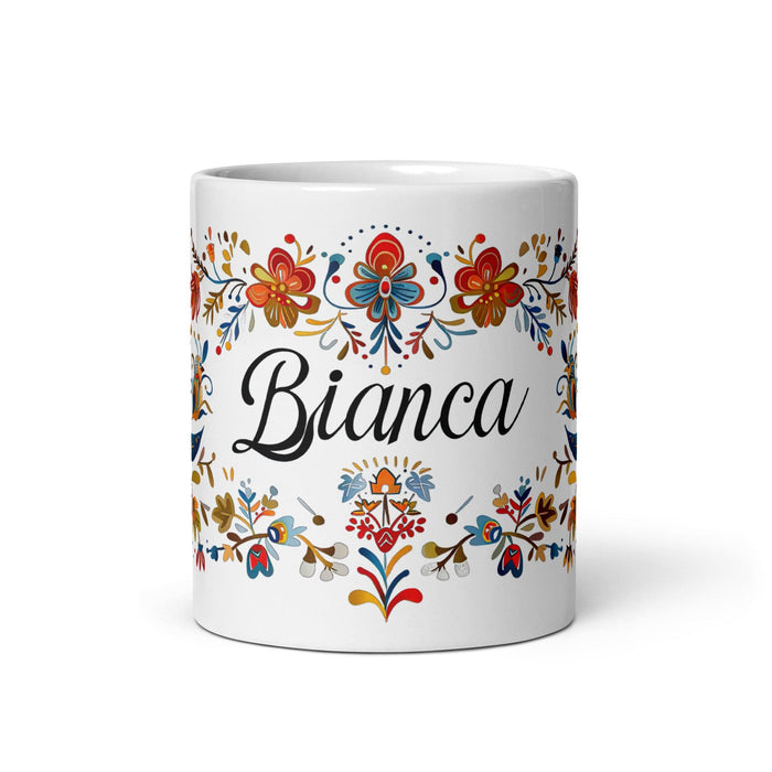 Bianca Exclusive Name Art Piece Home Office Work Coffee Mug Mexican Spanish Pride Gift Cup One-Of-A-Kind Calligraphy White Glossy Mug | B23 Mexicada