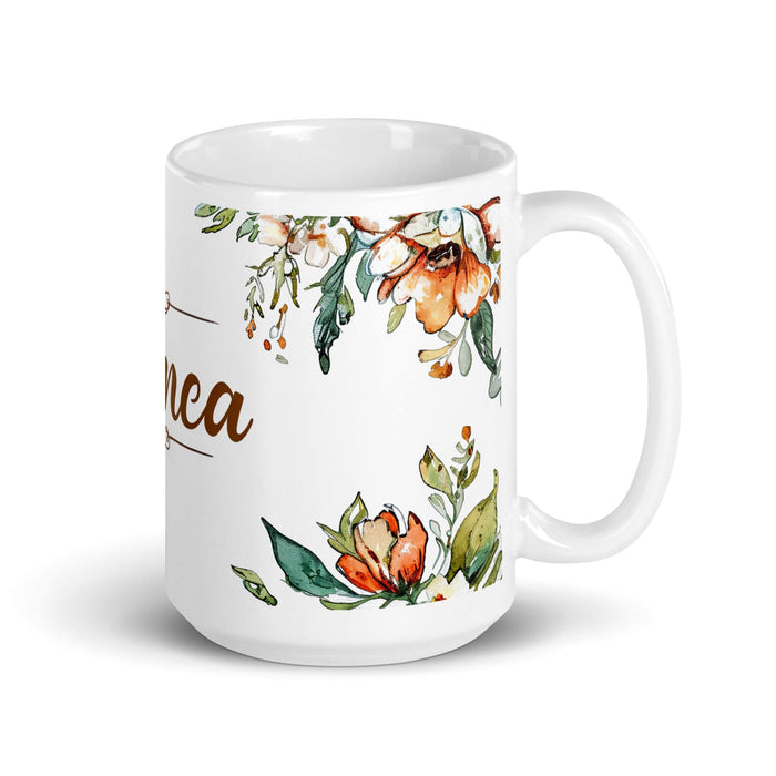 Bianca Exclusive Name Art Piece Home Office Work Coffee Mug Mexican Spanish Pride Gift Cup One-Of-A-Kind Calligraphy White Glossy Mug | B24 Mexicada 15 oz