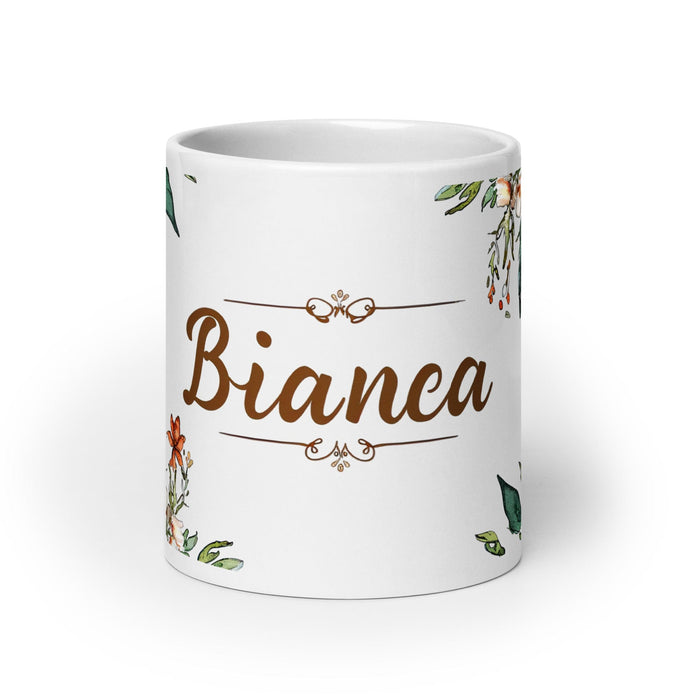 Bianca Exclusive Name Art Piece Home Office Work Coffee Mug Mexican Spanish Pride Gift Cup One-Of-A-Kind Calligraphy White Glossy Mug | B24 Mexicada