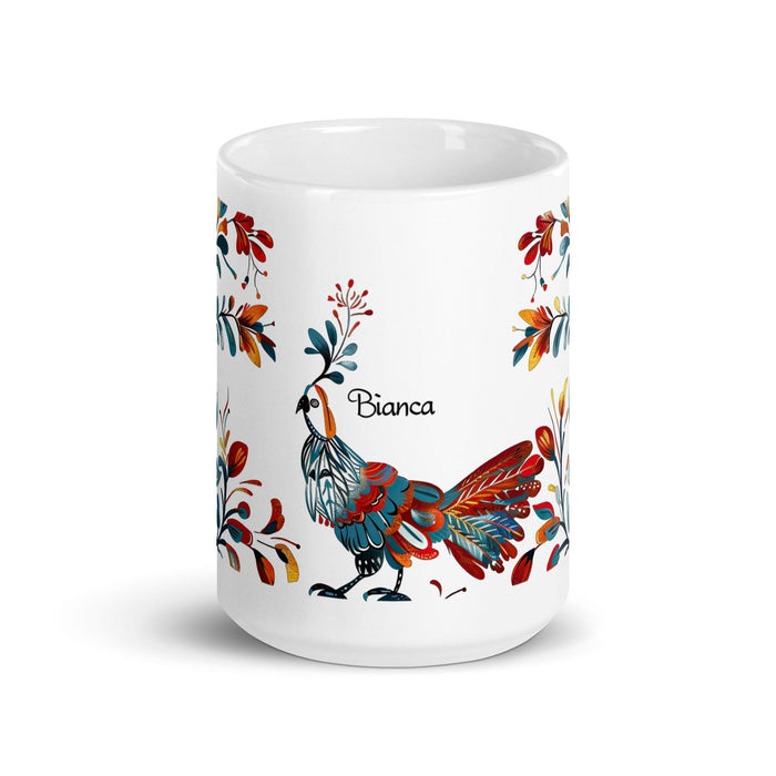 Bianca Exclusive Name Art Piece Home Office Work Coffee Mug Mexican Spanish Pride Gift Cup One-Of-A-Kind Calligraphy White Glossy Mug | B3 Mexicada