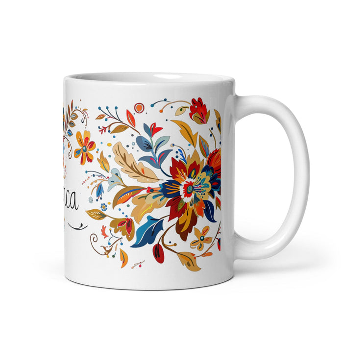 Bianca Exclusive Name Art Piece Home Office Work Coffee Mug Mexican Spanish Pride Gift Cup One-Of-A-Kind Calligraphy White Glossy Mug | B4 Mexicada 11 oz