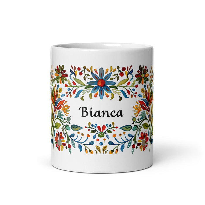 Bianca Exclusive Name Art Piece Home Office Work Coffee Mug Mexican Spanish Pride Gift Cup One-Of-A-Kind Calligraphy White Glossy Mug | B5 Mexicada