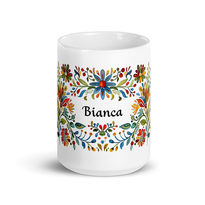 Bianca Exclusive Name Art Piece Home Office Work Coffee Mug Mexican Spanish Pride Gift Cup One-Of-A-Kind Calligraphy White Glossy Mug | B5 Mexicada