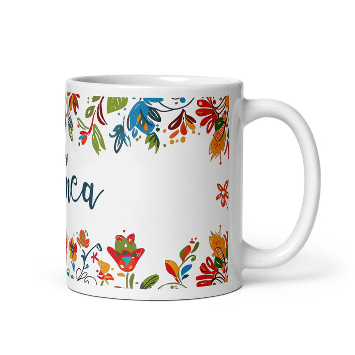 Bianca Exclusive Name Art Piece Home Office Work Coffee Mug Mexican Spanish Pride Gift Cup One-Of-A-Kind Calligraphy White Glossy Mug | B6 Mexicada 11 oz