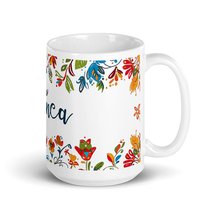 Bianca Exclusive Name Art Piece Home Office Work Coffee Mug Mexican Spanish Pride Gift Cup One-Of-A-Kind Calligraphy White Glossy Mug | B6 Mexicada 15 oz