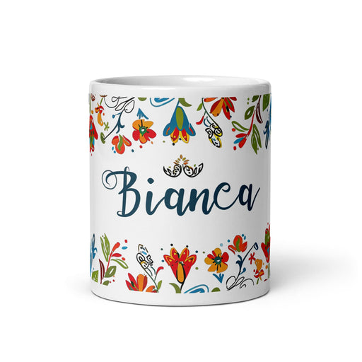 Bianca Exclusive Name Art Piece Home Office Work Coffee Mug Mexican Spanish Pride Gift Cup One-Of-A-Kind Calligraphy White Glossy Mug | B6 Mexicada