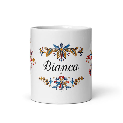 Bianca Exclusive Name Art Piece Home Office Work Coffee Mug Mexican Spanish Pride Gift Cup One-Of-A-Kind Calligraphy White Glossy Mug | B7 Mexicada