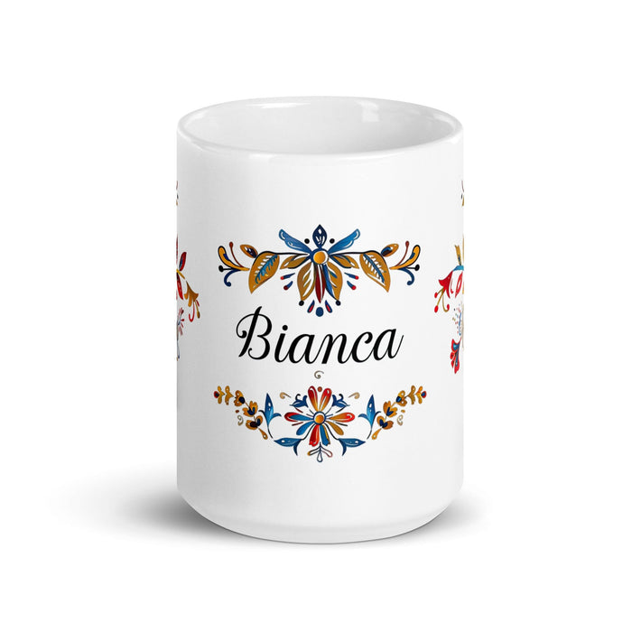 Bianca Exclusive Name Art Piece Home Office Work Coffee Mug Mexican Spanish Pride Gift Cup One-Of-A-Kind Calligraphy White Glossy Mug | B7 Mexicada