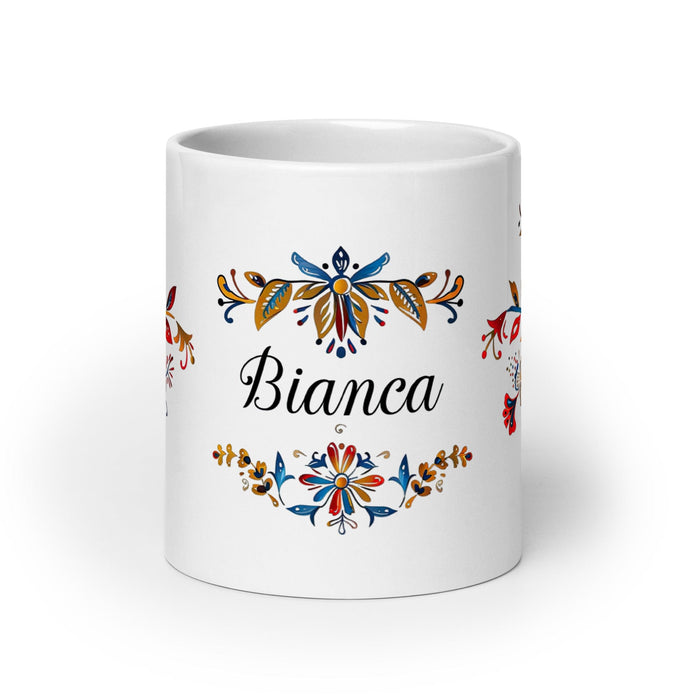 Bianca Exclusive Name Art Piece Home Office Work Coffee Mug Mexican Spanish Pride Gift Cup One-Of-A-Kind Calligraphy White Glossy Mug | B7 Mexicada