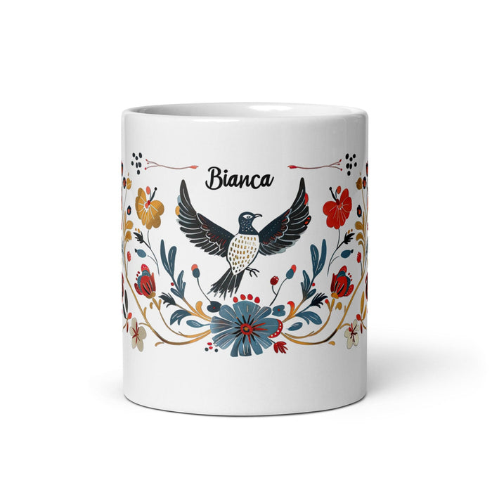 Bianca Exclusive Name Art Piece Home Office Work Coffee Mug Mexican Spanish Pride Gift Cup One-Of-A-Kind Calligraphy White Glossy Mug | B8 Mexicada