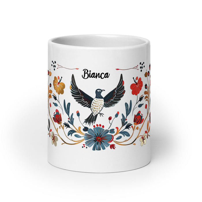 Bianca Exclusive Name Art Piece Home Office Work Coffee Mug Mexican Spanish Pride Gift Cup One-Of-A-Kind Calligraphy White Glossy Mug | B8 Mexicada