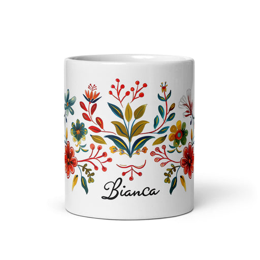 Bianca Exclusive Name Art Piece Home Office Work Coffee Mug Mexican Spanish Pride Gift Cup One-Of-A-Kind Calligraphy White Glossy Mug | B9 Mexicada