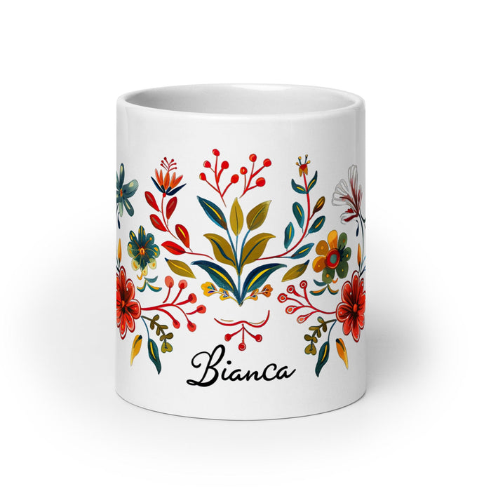 Bianca Exclusive Name Art Piece Home Office Work Coffee Mug Mexican Spanish Pride Gift Cup One-Of-A-Kind Calligraphy White Glossy Mug | B9 Mexicada