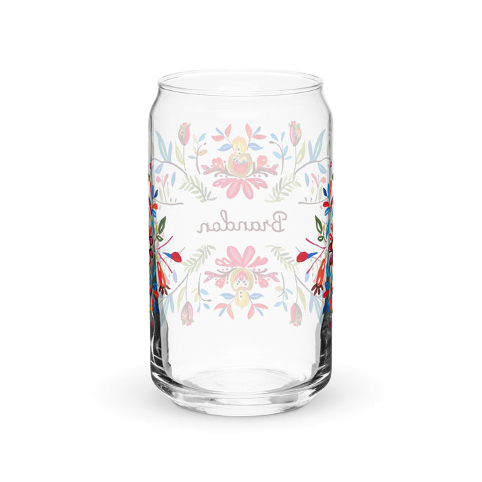 Brandon Exclusive Name Art Piece Can-Shaped Glass Home Office Work Mexican Spanish Pride Gift Cup One-Of-A-Kind Calligraphy Glass | B19 Mexicada