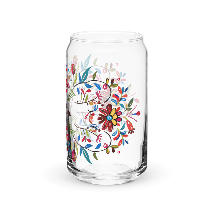 Brandon Exclusive Name Art Piece Can-Shaped Glass Home Office Work Mexican Spanish Pride Gift Cup One-Of-A-Kind Calligraphy Glass | B19 Mexicada