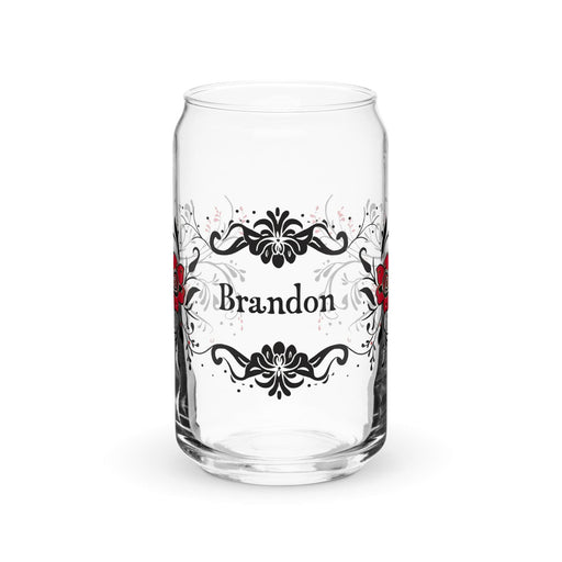 Brandon Exclusive Name Art Piece Can-Shaped Glass Home Office Work Mexican Spanish Pride Gift Cup One-Of-A-Kind Calligraphy Glass | B9 Mexicada 16 oz