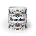 Brandon Exclusive Name Art Piece Home Office Work Coffee Mug Mexican Spanish Pride Gift Cup One-Of-A-Kind Calligraphy White Glossy Mug | B11 Mexicada