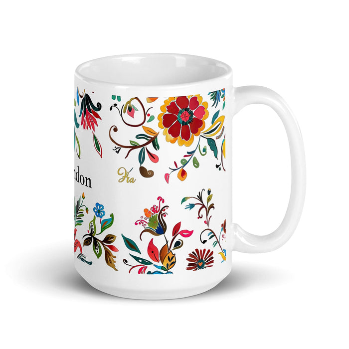 Brandon Exclusive Name Art Piece Home Office Work Coffee Mug Mexican Spanish Pride Gift Cup One-Of-A-Kind Calligraphy White Glossy Mug | B12 Mexicada 15 oz