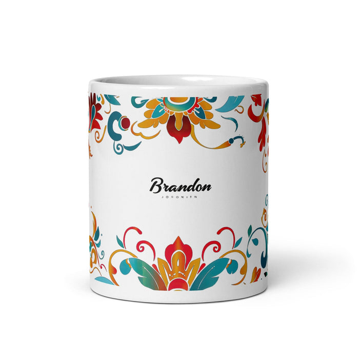 Brandon Exclusive Name Art Piece Home Office Work Coffee Mug Mexican Spanish Pride Gift Cup One-Of-A-Kind Calligraphy White Glossy Mug | B21 Mexicada