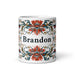 Brandon Exclusive Name Art Piece Home Office Work Coffee Mug Mexican Spanish Pride Gift Cup One-Of-A-Kind Calligraphy White Glossy Mug | B22 Mexicada